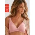 Bralette-BH PETITE FLEUR Gr. 70, Cup D, weiß (rose, weiß), Damen, Obermaterial: 89% Baumwolle, 9% Elasthan, 2% Polyamid, BHs, ohne Bügel in High-Apex-Schnittform mit Zierborte, Basic Dessous