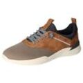 Slip-On Sneaker MUSTANG SHOES Gr. 42, grau (taupe, cognac), Herren, Lederimitat, Textil, Schuhe, mit Mustang Markenlabel, Freizeitschuh, Halbschuh, Schlupfschuh