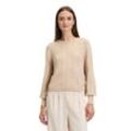 Strickpullover BETTY & CO "Betty & Co Strickpullover mit Lurexfaden", Damen, Gr. 42, beige (light beige melange), Strick, Obermaterial: 59% Polyacryl, 32% Polyester, 5% Polyester metallisiert, 4% Elasthan., feminin, schmal normal, Rundhals, Langarm, Pullover Grobstrickpullover, Pailletten