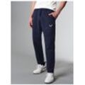 Jerseyhose TRIGEMA "TRIGEMA Jogginghose mit praktischem Kordelzug" Gr. L, US-Größen, blau (navy) Herren Hosen