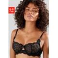 Bügel-BH LASCANA "Guilietta", Damen, Gr. 70, Cup C, schwarz, Spitze, Obermaterial: 88% Polyamid, 12% Elasthan, feminin, BHs, aus dezent transparenter Spitze in blumiger Optik, Dessous