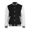 Allwetterjacke URBAN CLASSICS "Urban Classics Herren Oldschool College Jacket", Herren, Gr. L, schwarz-weiß (schwarz, weiß), 50% Wolle, 50% Viskose, mehrfarbig, casual, normal, amerikanischer Ausschnitt, Langarm, Jacken