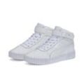 Sneaker PUMA "Carina 2.0 Mid Sneakers Damen" Gr. 36, grau (weiß silber gray), Obermaterial: Leder, Synthetik; Futter: Textil; Innensohle: Textil; Laufsohle: Gummi, Schuhe