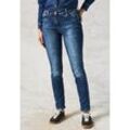 Slim-fit-Jeans CECIL "TORONTO" Gr. 32, Länge 32, blau (mid blau wash), Damen, Denim/Jeans, Obermaterial: 78% Baumwolle, 20% Polyester, 2% Elasthan, unifarben, Jeans, im Five-Pocket Style