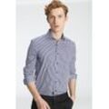 Businesshemd OLYMP "Luxor 24/Seven modern fit", Herren, Gr. 40, N-Gr, blau (marine, weiß, gestreift), Jersey, Obermaterial: 92% Baumwolle, 8% Elasthan, casual, bequem, Langarm, Hemden, Jersey-Hemd