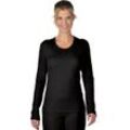 Longsleeve TRIGEMA "TRIGEMA Sportshirt aus Merinowolle", Damen, Gr. L, schwarz, 80% Wolle (Merinowolle), 20% Polyamid, sportlich, Langarm, Shirts