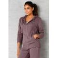 Sweatjacke BENCH. LOUNGEWEAR Gr. 32/34, lila (mauve, meliert), Damen, Obermaterial: 60% Baumwolle, 40% Polyester, unifarben, meliert, Sweatjacken, mit Taschen und Zipper, Loungeanzug