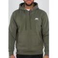 Kapuzensweatshirt ALPHA INDUSTRIES "Hoody Small Logo", Herren, Gr. S, grün (schwarz olive), angeraute Sweatware, Obermaterial: 80% Baumwolle, 20% Polyester, bedruckt, modisch, normal, Rundhals, Langarm Rippbündchen, Sweatshirts