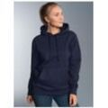 Kapuzensweatshirt TRIGEMA "TRIGEMA Hoodie aus Sweatqualität", Damen, Gr. S, blau (navy), 70% Baumwolle, 30% Polyester, casual, Sweatshirts