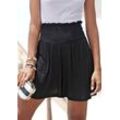 Shorts BUFFALO, Damen, Gr. 34, N-Gr, schwarz, Jersey, Obermaterial: 100% Viskose, unifarben, casual, figurumspielend kurz, Hosen Shorts Strandshorts, mit breitem Smokbund, kurze Hose, weites Bein, besonders bequem