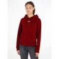 Kapuzensweatshirt TOMMY JEANS "TJW ESSENTIAL LOGO 1 HOODIE EXT" Gr. L (40), rot (red carpet) Damen Sweatshirts mit Kapuze