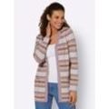 Cardigan INSPIRATIONEN Gr. 36, lila (mauve, ecru, gemustert), Damen, 50% Viskose, 28% Polyester, 22% Polyamid, gemustert, mehrfarbig, Strickjacken