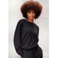 Strickpullover LASCANA, Damen, Gr. 32/34, schwarz, Strick, Obermaterial: 68% Polyester, 30% Viskose, 2% Elasthan, unifarben, feminin, bequem, Rundhals, Langarm, Pullover Homewear Oberteile