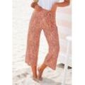 Culotte BEACHTIME Gr. 34, N-Gr, rot (rot bedruckt), Damen, Jersey, Obermaterial: 95% Viskose, 5% Elasthan, bedruckt, Hosen, mit Blätterdruck und Bindeband, luftig-leichte Sommerhose