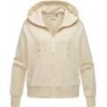 Kapuzensweatjacke RAGWEAR "Taila", Damen, Gr. 4XL (48), beige, Sweatware, Material: 70% Baumwolle, 30% Polyester, casual, weit hüftlang, tiefer Rundhals, Langarm Ärmel ohne Ärmelschlitz Rippbündchen, Sweatjacken, modische Damen Sweatjacke mit Kapuze