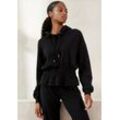 Hoodie LASCANA "-Kapuzensweatshirt" Gr. 32/34, schwarz Damen Sweatshirts mit elastischer Raffung in der Taille, Loungewear