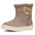 Winterboots GEOX "B NASHIK GIRL A" Gr. 20, beige (dunkelbeige) Kinder Schuhe Klettstiefel, Babystiefel Winterstiefel mit süßem Patch