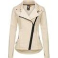 Sweatjacke RAGWEAR "Saskie", Damen, Gr. L (40), beige (ecru), 95% Polyester, 5% Elasthan, modisch, figurumspielend hüftlang, hoch geschlossener Ausschnitt, Langarm eng normaler Saum mit Daumenlöchern, Sweatjacken, Modische Damen Kapuzenjacke mit kuschlig weichem Innenfutter