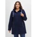 Softshelljacke SHEEGO "Große Größen", Damen, Gr. 40, blau (marine), Obermaterial: 91% Polyester, 9% Elasthan;Futter: 100% Polyester;Kapuzenfutter: 100% Polyester, unifarben, casual, figurumspielend lang, Jacken, mit weicher Fleece-Innenseite