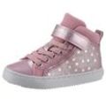 Sneaker GEOX "J KALISPERA GIRL I" Gr. 38, rosa (altrosa), Kinder, Lederimitat, Textil, Glitzermuster, Schuhe, High Top Sneaker, Schnürboots, Freizeitschuh mit Gummizug