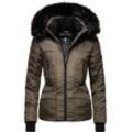 Steppjacke NAVAHOO "Adele" Gr. S (36), grau (anthra) Damen Jacken hochwertige Winterjacke mit edler Kunstfell- Kapuze