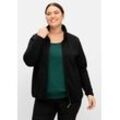 Fleecejacke SHEEGO "Große Größen", Damen, Gr. 48/50, schwarz, Obermaterial: 100% Polyester, unifarben, casual, figurumspielend normal, Langarm, Jacken, aus funktionalem Strickfleece