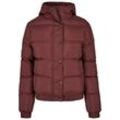 Winterjacke URBAN CLASSICS "Urban Classics Damen Ladies Hooded Puffer Jacket", Damen, Gr. S, rot (cherry), 100% Polyester, unifarben, casual, normal, ohne Ausschnitt, Langarm, Jacken