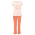 Pyjama VIVANCE DREAMS Gr. 32/34, orange (orange, gestreift), Damen, Obermaterial: 100% Baumwolle, Homewear-Sets, mit zartem Streifenmuster