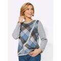 Langarmshirt CLASSIC BASICS "Winter-Shirt", Damen, Gr. 38, blau (mittelblau, steingrau, bedruckt), 80% Polyester, 20% Viskose, gemustert, mehrfarbig, meliert, Rundhals, Langarm, Shirts