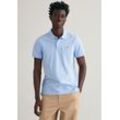 Poloshirt GANT "REG SHIELD SS PIQUE POLO", Herren, Gr. XL, blau (capri blau), Jersey, Obermaterial: 100% Baumwolle, unifarben, casual, regular fit hüftlang, hoch geschlossener Ausschnitt, Kurzarm Bündchen, Shirts, mit Logo und Flachstrickkragen 100% Baumwolle Pique