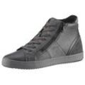 Sneaker GEOX "D BLOMIEE D" Gr. 35, grau (dunkelgrau) Damen Schuhe Freizeitschuh, Boots, Hightop im Metallic Look