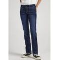 Straight-Jeans PEPE JEANS "GEN", Damen, Gr. 26, Länge 34, blau (schwarz used), Web, Obermaterial: 84% Baumwolle, 14% Polyester, 2% Elasthan, casual, slim fit, Jeans, in schöner Qualtät mit geradem Bein und Doppel-Knopf-Bund