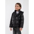 Outdoorjacke GULLIVER Gr. 122, schwarz, Mädchen, 100% Nylon, kariert, unifarben, Jacken, in stylischer Bikerform