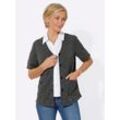 Shirtjacke CLASSIC BASICS "Shirtjacke", Damen, Gr. 40, schwarz (schwarz, meliert), 75% Polyester, 25% Viskose, meliert, V-Ausschnitt, Kurzarm, Shirts