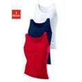 Tanktop H.I.S "Feinripp", Herren, Gr. 3, bunt (rot, weiß, marine), Feinripp, Obermaterial: 100% Baumwolle. Melange in der Packung: 92% Baumwolle, 8% Polyester, unifarben, Basic, figurbetont, tiefer Rundhals, ohne Ärmel eingefasste Kante, Tops, ohne Seitennähte