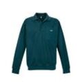 Sweatshirt TRIGEMA "TRIGEMA Langarm Polo aus Sweat-Qualität" Gr. L, blau (saphir), Herren, 70% Baumwolle, 30% Polyester, Sweatshirts