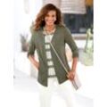 Shirtjacke CASUAL LOOKS "Shirtjacke", Damen, Gr. 38, grün (khaki), 50% Baumwolle, 50% Modal, unifarben, V-Ausschnitt, Langarm, Shirts