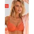 Bügel-BH VIVANCE, Damen, Gr. 100, Cup D, orange (tangerine), Spitze, Microtouch, Obermaterial: 87% Polyamid, 13% Elasthan, feminin, BHs, aus floraler Spitze mit feiner Schnürung aus Satin Bändern, Dessous