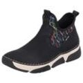 Schlupfboots RIEKER, Damen, Gr. 36, schwarz, Synthetik, Textil, sportlich, Schuhe, mit buntem Aufdruck, Topseller