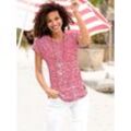 Kurzarmshirt CASUAL LOOKS "Shirt" Gr. 36, rot (rot, ecru, geringelt), Damen, 50% Baumwolle, 50% Modal, gemustert, mehrfarbig, Shirts