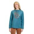 Sweatshirt BETTY BARCLAY "Betty Barclay Sweatshirt mit Kragen", Damen, Gr. 38, blau (patch petrol, braun), Steppware, Obermaterial: 48% Baumwolle, 47% Modal, 5% Elasthan., casual, lässig geschnitten normal, Langarm, Sweatshirts, Glitzersteine