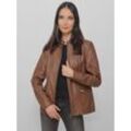 Lederjacke JCC "31023628" Gr. 38, braun (cognac), Damen, Obermaterial 100% Lammleder / Futter: 100% Polyester, Jacken