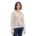 Strickpullover BETTY&CO "Betty & Co Lochstrick-Pullover mit Strickdetails" Gr. 36, beige Damen Pullover Rippbündchen