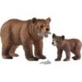 Schleich 42473 - Wild Life, Grizzlybär-Mutter mit Jungem