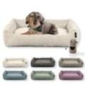 Rohrschneider Hundebett mit Gratis-Beigabe, waschbar, robuster Breit-Cordstoff beige