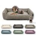 Rohrschneider Hundebett mit Gratis-Beigabe, waschbar, robuster Breit-Cordstoff taupe