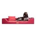 Tierlando ® Orthopädisches LUXUS-Hundebett MELODY LATEX Soft Kunstleder Velours dunkelrot 1 m, 22 cm, 75 cm