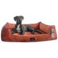 Tierlando ® Orthopädisches Hundebett FRANKLIN Kuscheliger Teddy-Stoff - Hundesofa terracotta 1,3 m, 25 cm, 1 m