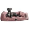 Tierlando ® Orthopädisches Hundebett FRANKLIN Kuscheliger Teddy-Stoff - Hundesofa altrosa 1,3 m, 25 cm, 1 m