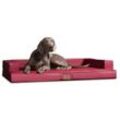 Tierlando ® Orthopädisches Design Hundesofa GIBSON VISCO Kunstleder kubische Form dunkelrot 1,2 m, 22 cm, 90 cm